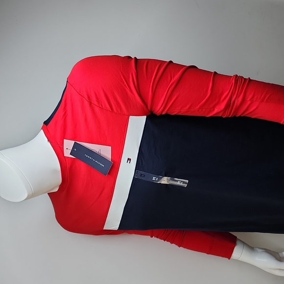 TOMMY HILFIGER RED WHITE BLUE LONG SLEEVES SHIRT, MEDIUM - Picture 2 of 10